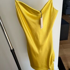 Cinq à Sept Vibrant Yellow Satin Dress